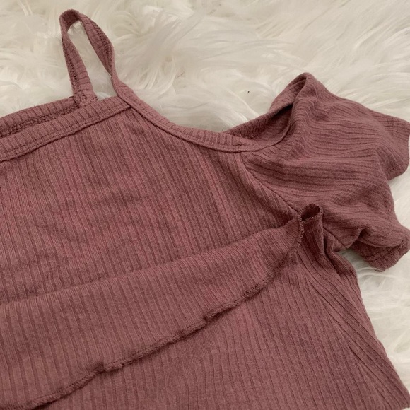 Dark Pink Off-The-Shoulder Crop Top - Picture 2 of 3